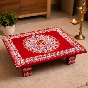 Pahadi Aipan Chowki 14x12 Inch | Hand-Painted Bajot | PahadiKala