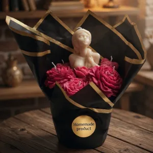 Cozy Mood Flower Candle Bouquet | Perfume Based Gift | 16x10 cm | PahadiKala