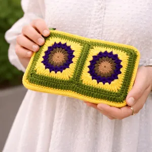 Handmade Crochet Sunflower Zipper Pouch for Essentials | PahadiKala