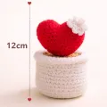 Handmade Crochet Heart Pot Cute Gift & Decor 12 cm