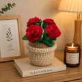 Handmade Crochet Rose Pot – Cute Decor & Gift (13 cm)