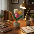 Handmade Crochet Tulip Flower Pot – Cute Desk Decor Gift
