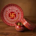 Handmade Aipan Pooja Thali Set 12 Inch with Lota & Channi