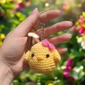 Handmade Crochet Chick Keychain 8 cm Cute Bag Charm