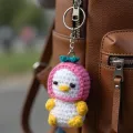 Handmade Crochet Duck Keychain Cute Amigurumi Mini Keyring