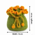 Handmade Crochet Drawstring Pouch 14x14 cm | Cute Floral Potli Bag