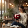 Handmade Beautiful Crochet Rose Bouquet 30x15 cm | Romantic Flower Gift