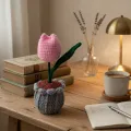 Handmade Crochet Tulip Flower Pot 17cm*6cm – Cute Home Decor