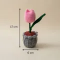 Handmade Crochet Tulip Flower Pot 17cm*6cm – Cute Home Decor