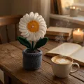 Handmade Crochet Daisy Flower Pot 12cm | Cute Mini Home Decor Gift