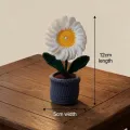 Handmade Crochet Daisy Flower Pot 12cm | Cute Mini Home Decor Gift