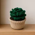 Handmade Crochet Succulent Plant in Pot – Mini Desk Decor 6 cm