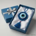 Handmade Crochet Evil Eye Hanging Charm 12x5 cm for Car Decor