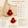Handmade Crochet Red Bird Keychain – Cute Bag Charm & Key Ring 6 cm