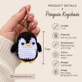 Handmade Crochet Penguin Keychain 7 cm Cute Bag & Key Charm