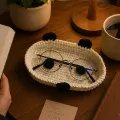 Handmade Crochet Panda Glasses Tray for Desk & Bedside