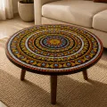 Handmade Mandala Painted Wooden Table 24 Inch Round Coffee Table