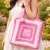 Handmade Pink Crochet Tote Bag 14x14 Inch | Stylish Women Handbag