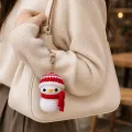 Handmade Crochet Snowman Keychain – Cute 6 cm
