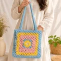 Handmade Crochet Tote Bag – Pastel Granny Square Bag