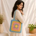 Handmade Crochet Tote Bag – Pastel Granny Square Bag