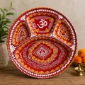 Traditional Steel Pooja Thali 15x15 cm – Decorative Aarti Plate for Festivals