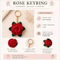 Handmade Crochet Red Rose Keychain Cute Floral Mini Keyring 5 cm