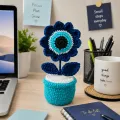 Handmade Crochet Evil Eye Flower Pot Decor 17 cm