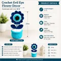 Handmade Crochet Evil Eye Flower Pot Decor 17 cm