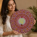 Hand-Painted Aipan Wall Decor – 16 Inch MDF Mandala Art