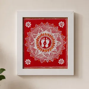 Handmade Aipan Art Wall Frame | Traditional Footprint Décor | PahadiKala