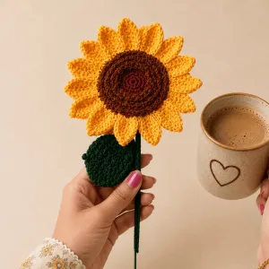 Handmade Crochet Sunflower | 18 cm Knitted Flower Decor | PahadiKala